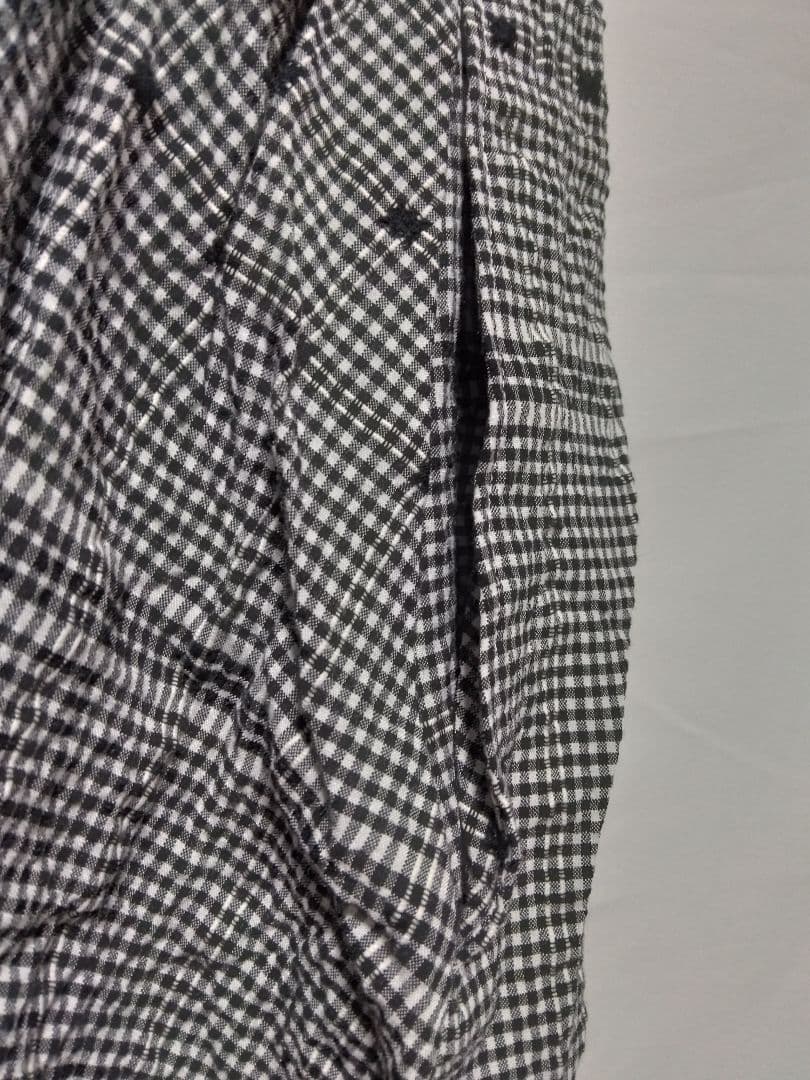 センソユニコ　慈雨　サルエルパンツ ブラック・ホワイト チェック柄