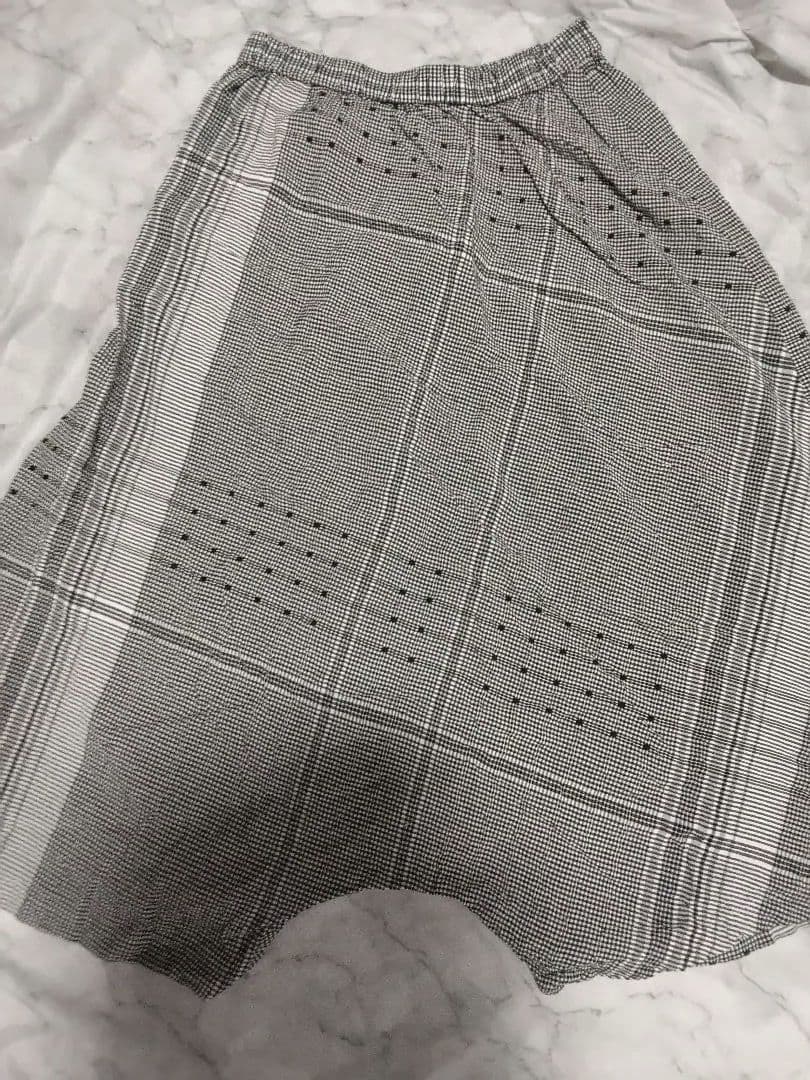 センソユニコ　慈雨　サルエルパンツ ブラック・ホワイト チェック柄