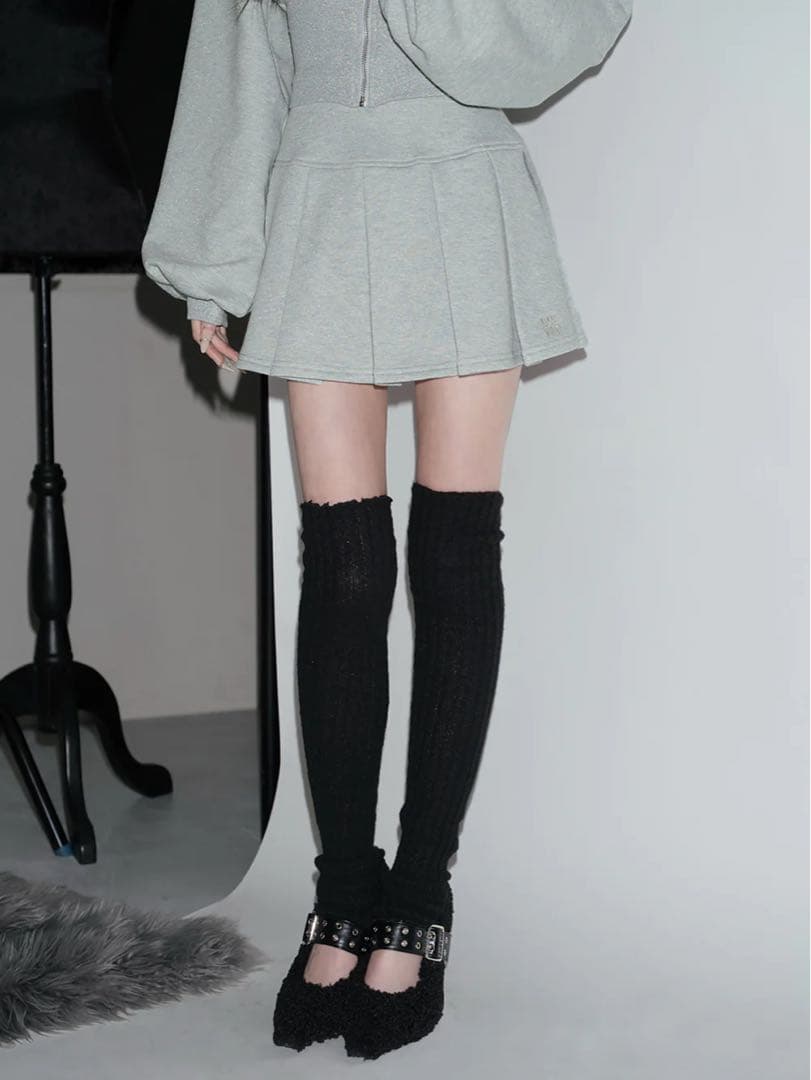 Darich カラーラメスウェットプリーツミニスカート