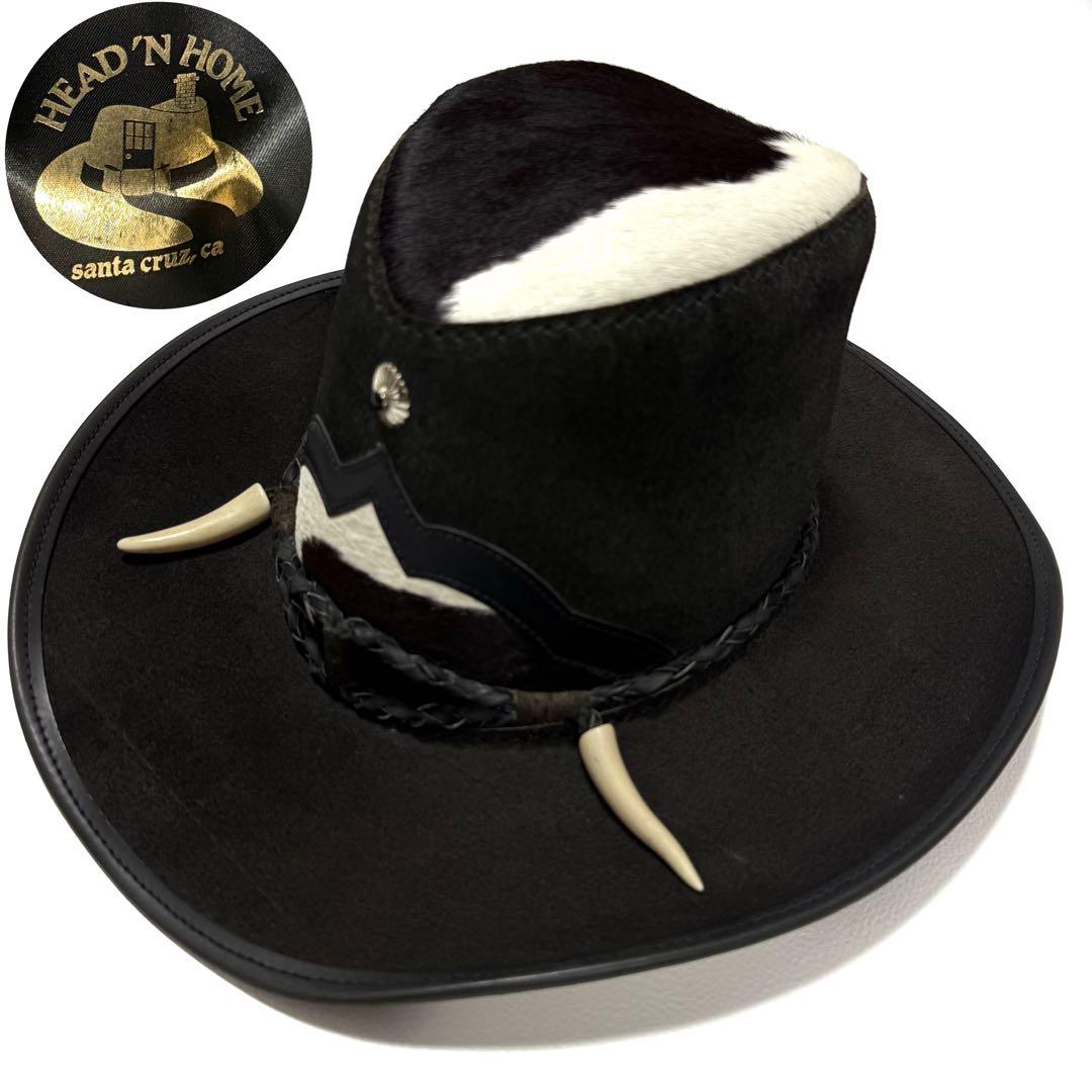 Head ’N  本革 カウハイド カウボーイハット 牛革 ホーン装飾