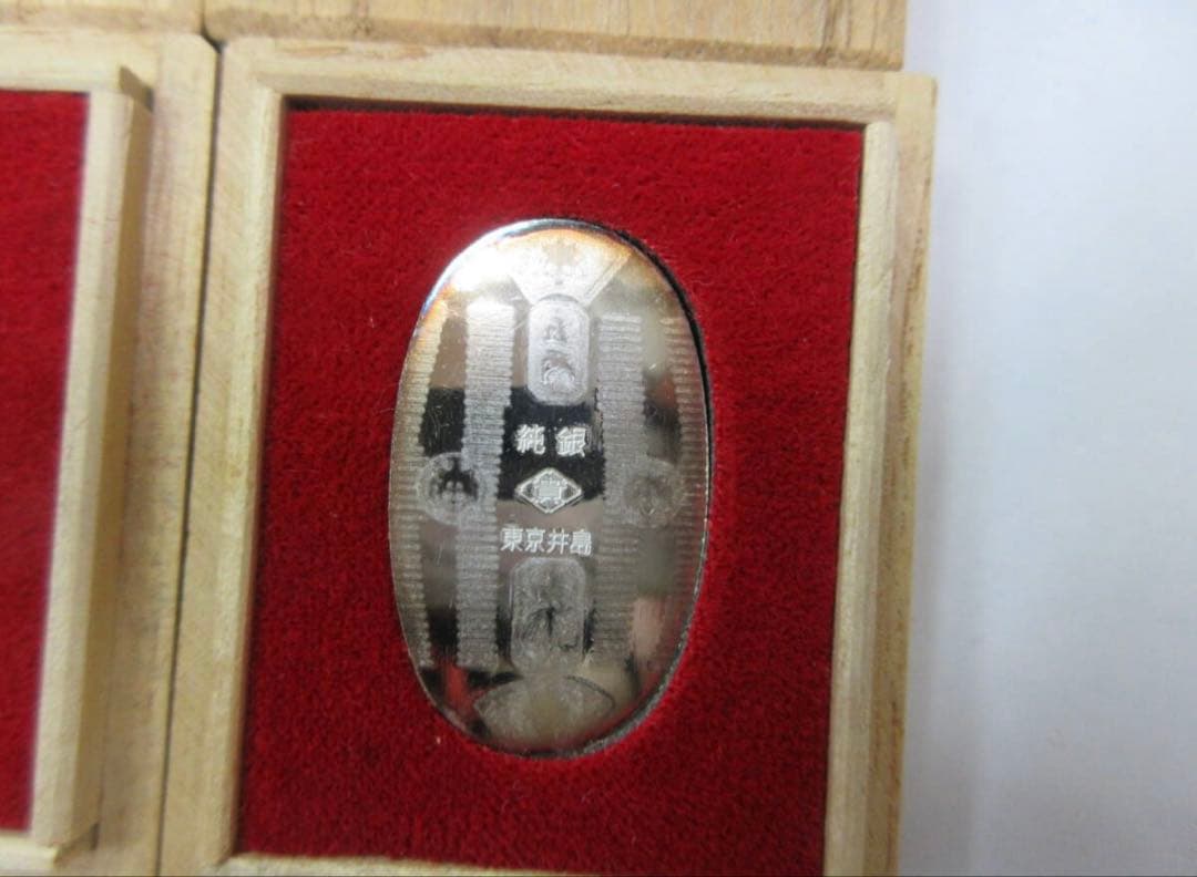 純銀小判 小判 5点まとめて 東京井島 純銀刻印 五両 重さ約1g 木箱 共箱