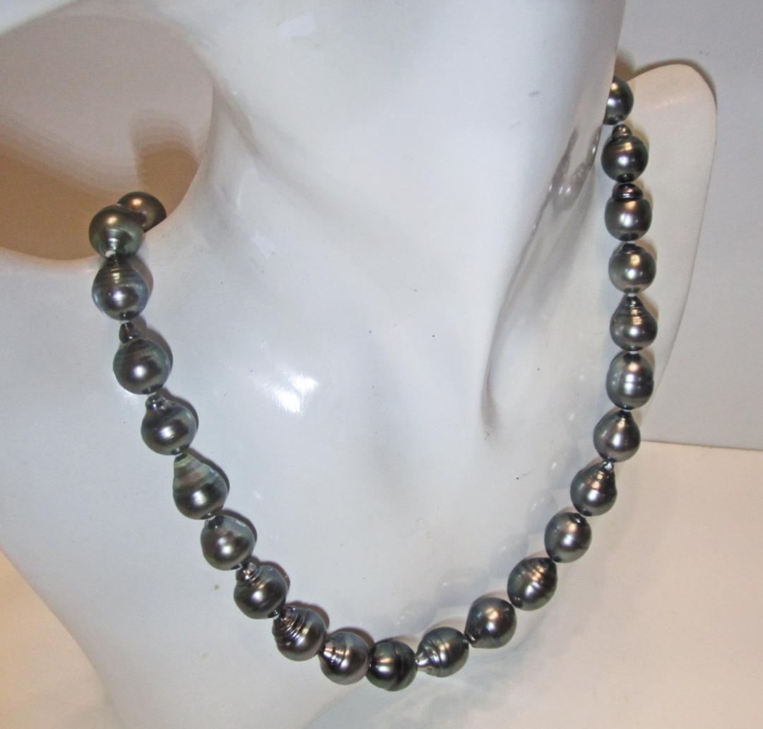 専用☆美品☆希少黒蝶本真珠ネックレス ９.３-１２.８ミリ ブラック