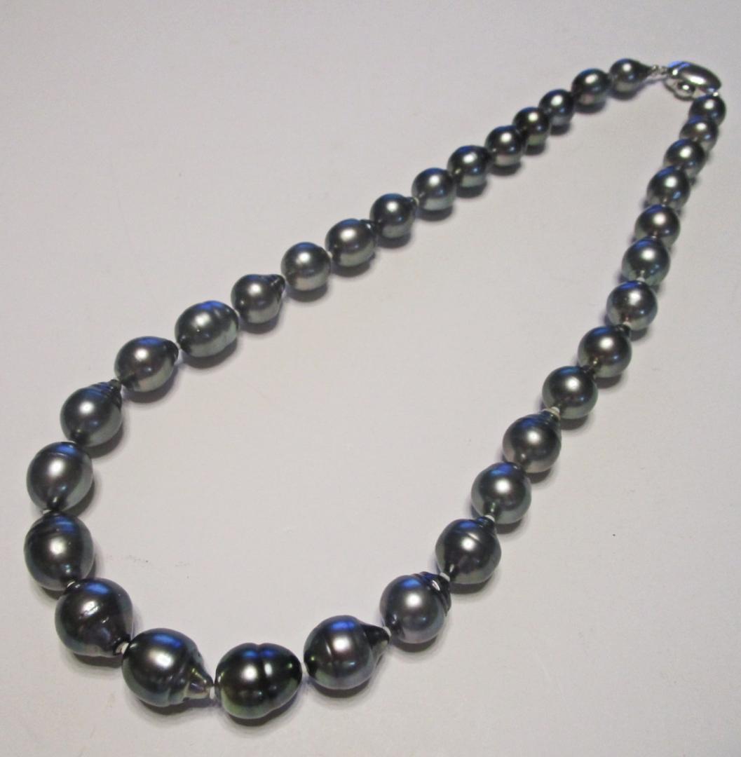 専用☆美品☆希少黒蝶本真珠ネックレス ９.３-１２.８ミリ ブラック