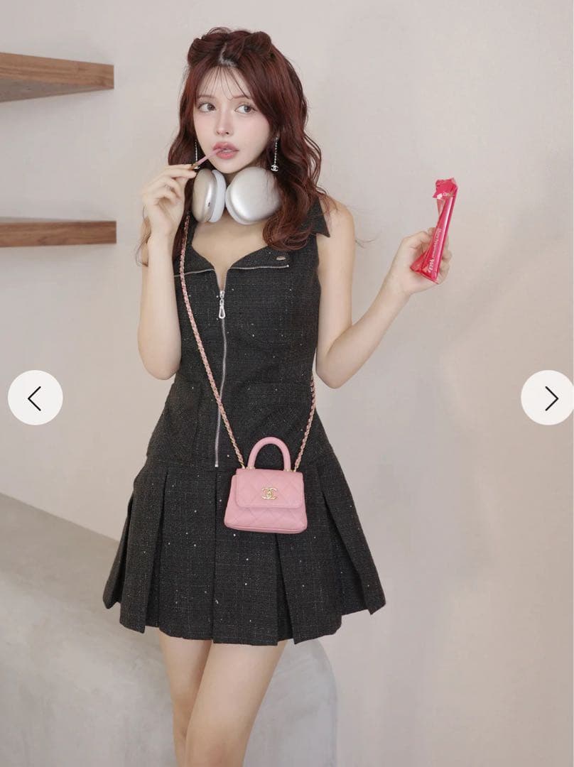 Randy　シャイニーツイードジップワンピース