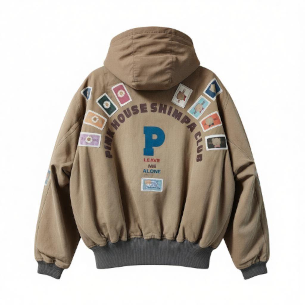 【希少】PINK HOUSE ワッペン 中綿ブルゾン くま テディベア ベージュ