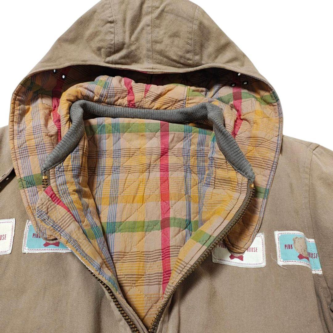 【希少】PINK HOUSE ワッペン 中綿ブルゾン くま テディベア ベージュ