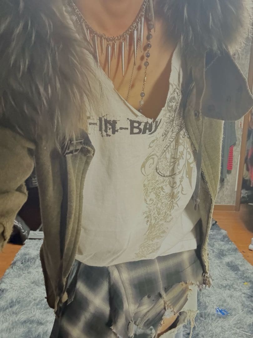 激渋ファージャケット＋タンクトップグランジ　y2k 平成ギャル　お兄系