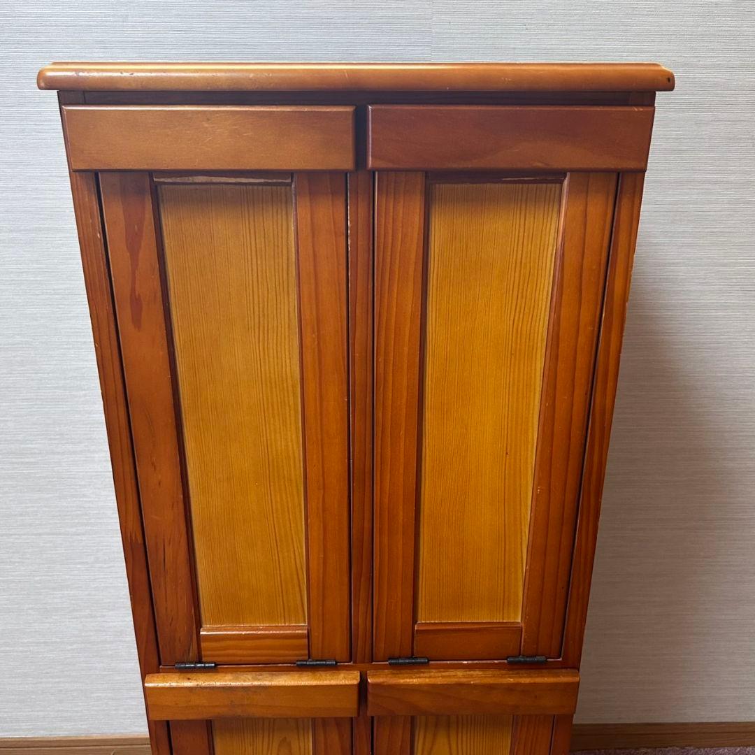 希少　カントリー調　カントリー家具　木製　ダストボックス　ゴミ箱　2段　4分割