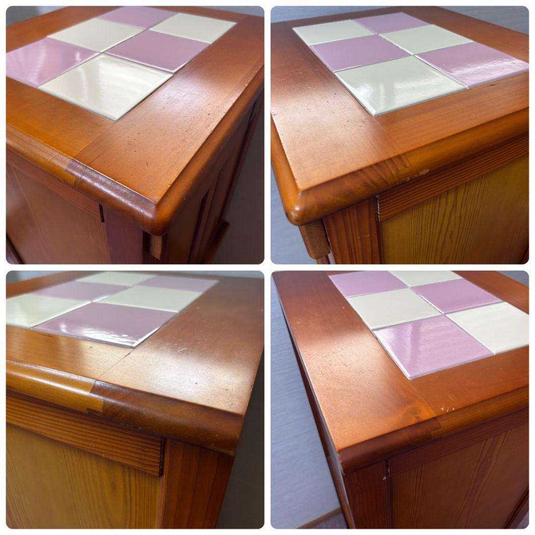 希少　カントリー調　カントリー家具　木製　ダストボックス　ゴミ箱　2段　4分割