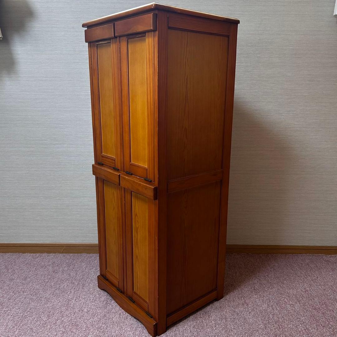 希少　カントリー調　カントリー家具　木製　ダストボックス　ゴミ箱　2段　4分割