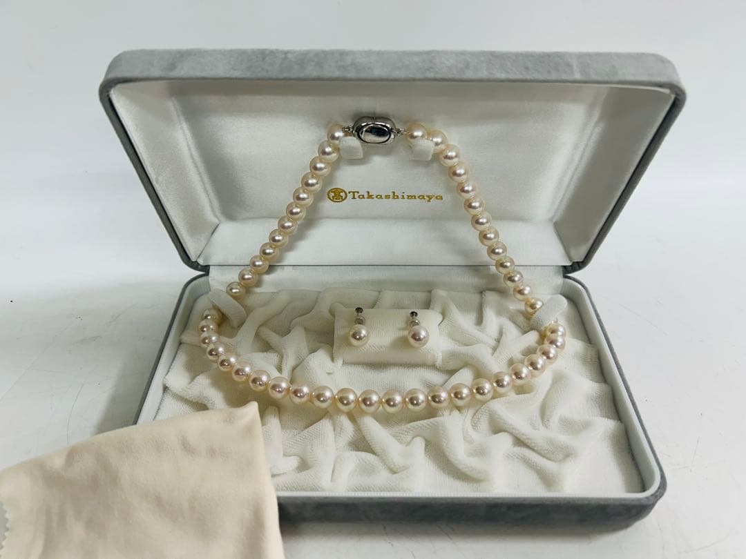 オーロラ 花珠 アコヤ真珠 8.5mm ネックレス ピアス パール K14WG