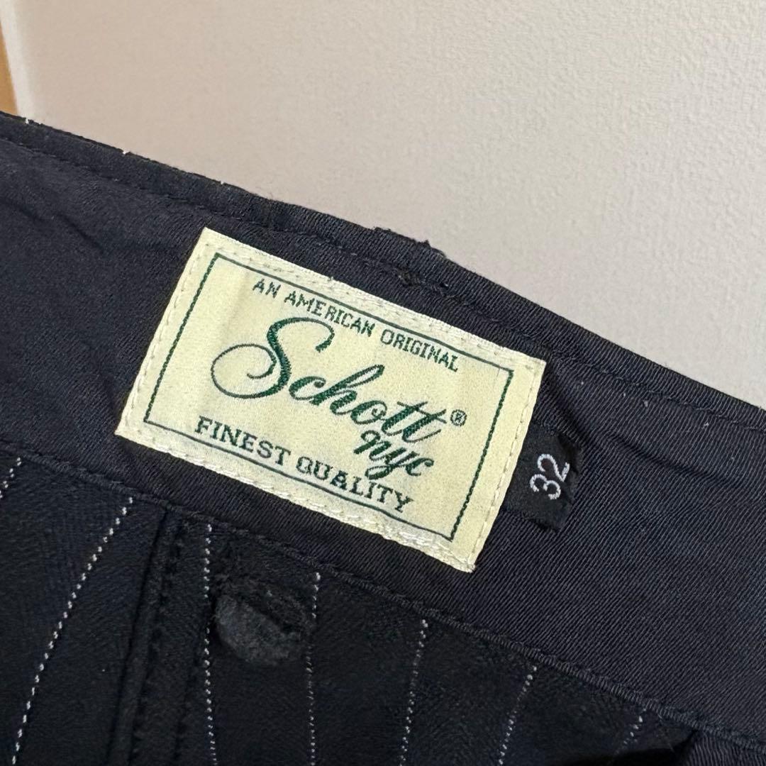 Schott ストレートデニム ブラックストライプ 32
