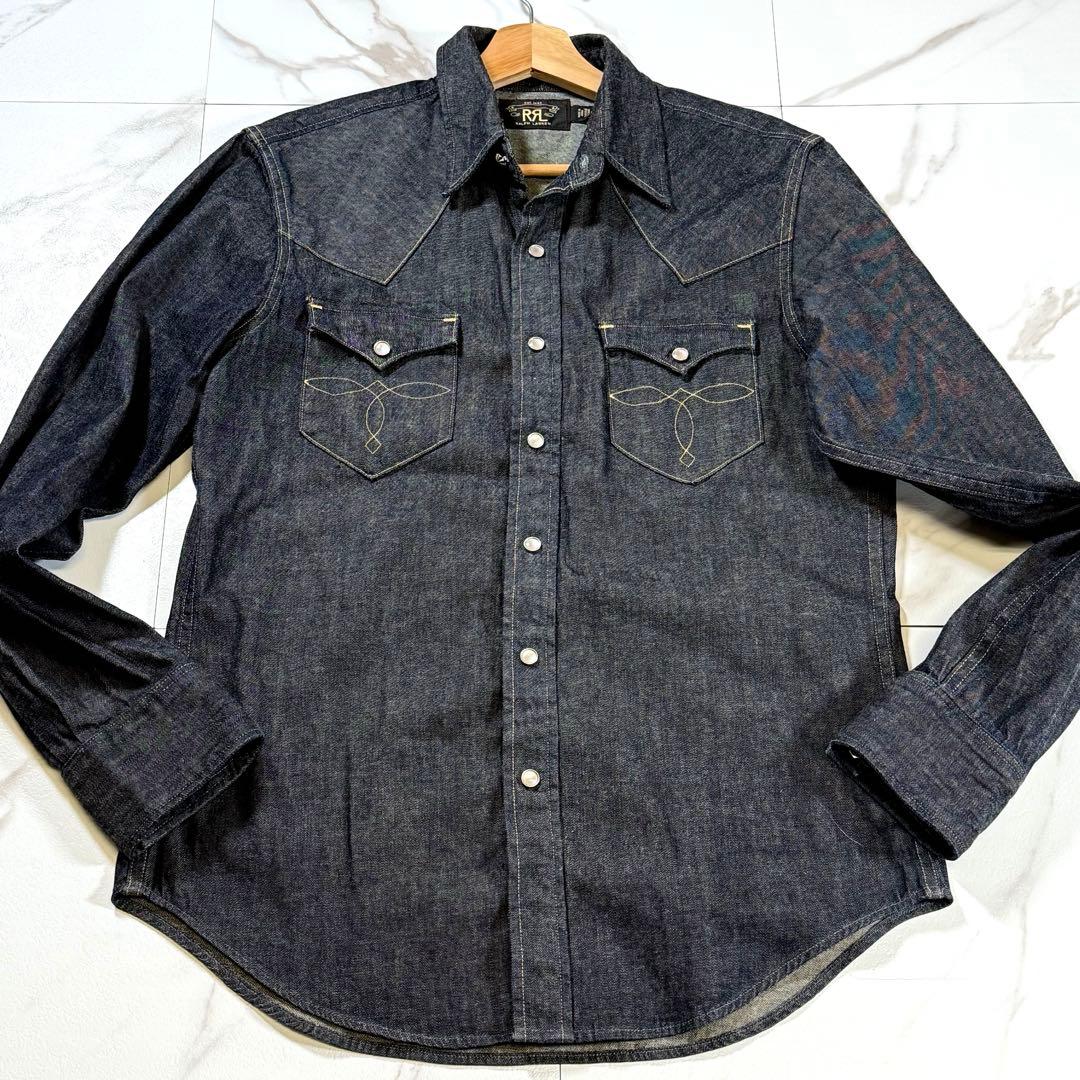 【極美品/M】RRL ダブルアールエル デニムシャツ ジャケット グレー系