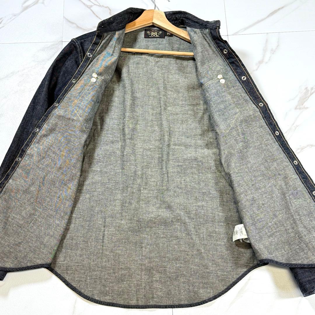 【極美品/M】RRL ダブルアールエル デニムシャツ ジャケット グレー系