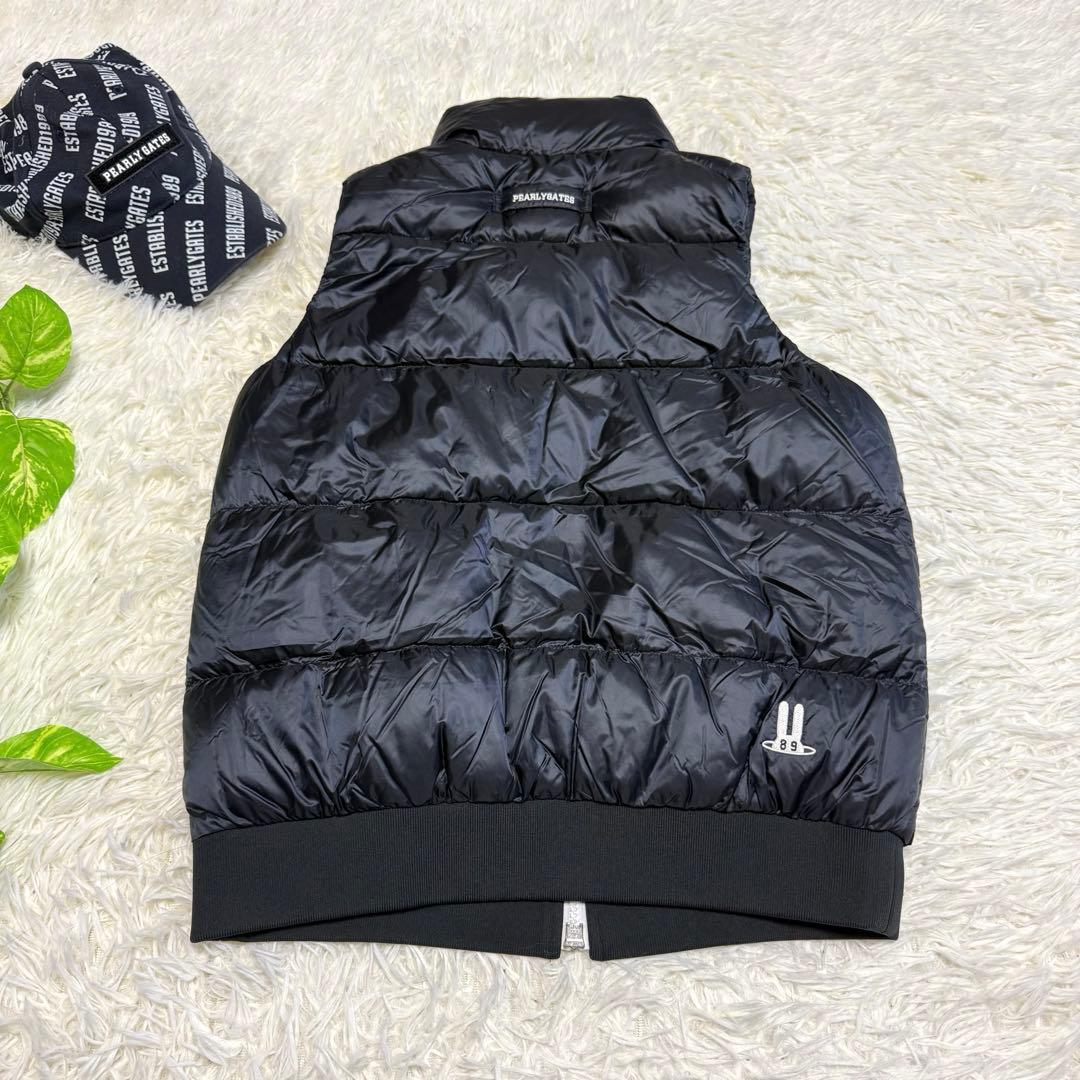 【パーリーゲイツ】極美品 ダウンベスト ブラック 刺繍 0サイズ レディース