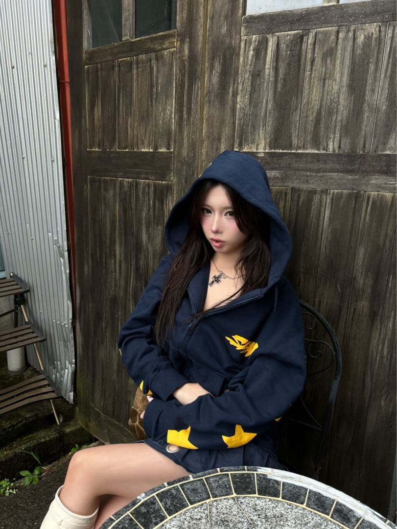 トップス Shhh Design Zip Hoodie (Navy)