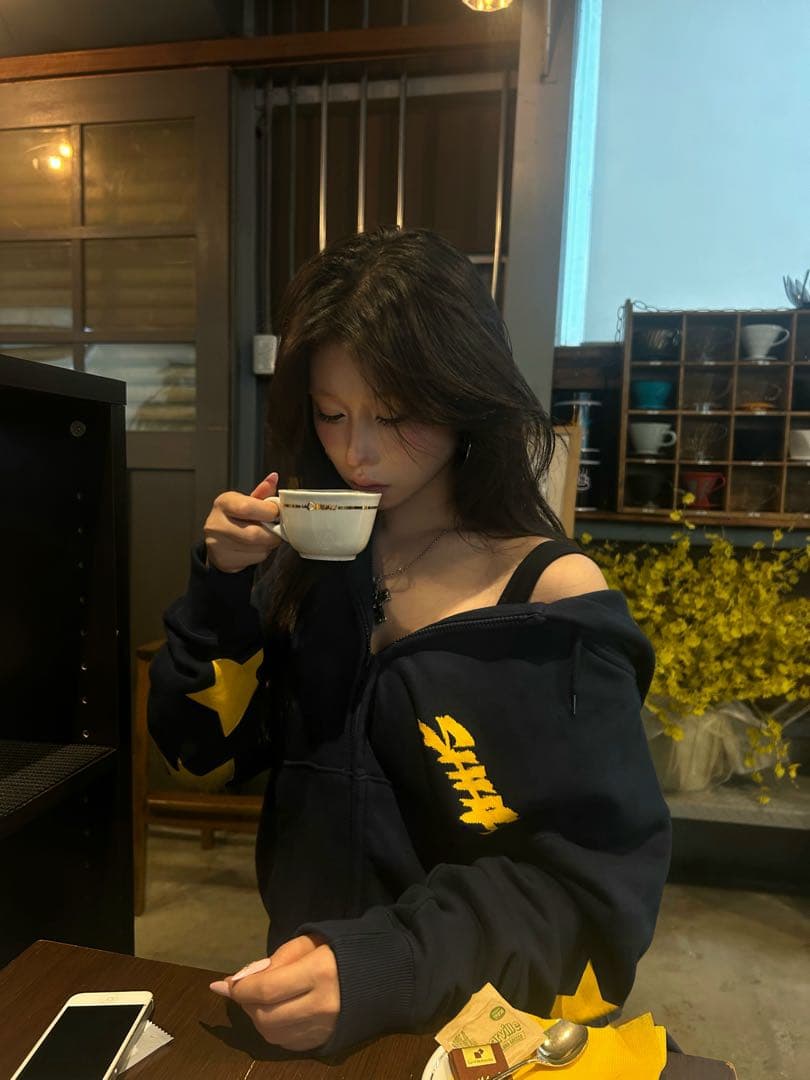 トップス Shhh Design Zip Hoodie (Navy)