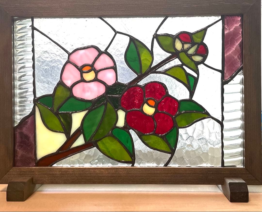 ステンドグラスパネル【椿】和モダン