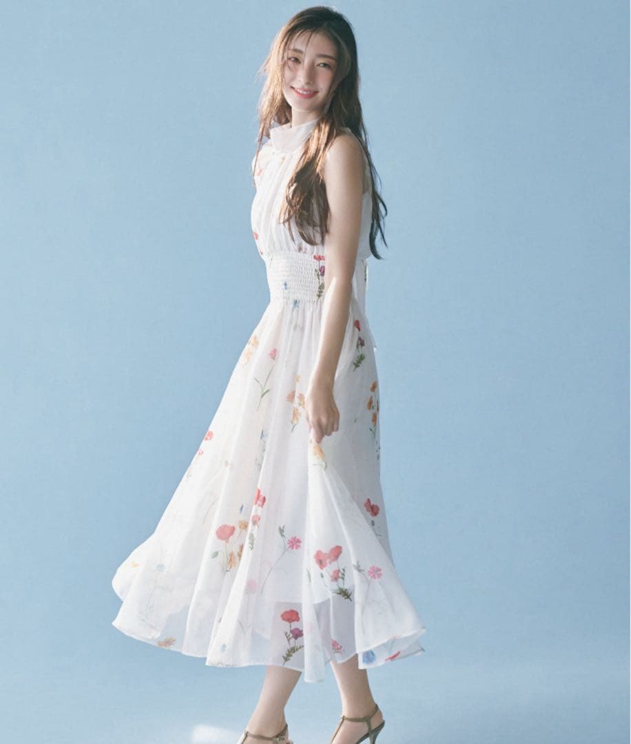 SNIDEL バックリボンシフォンワンピース