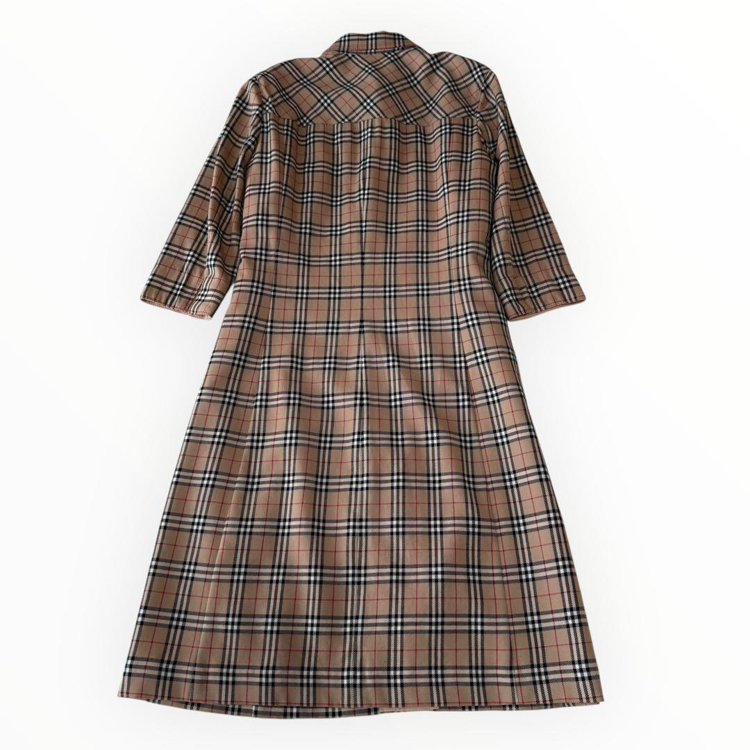 バーバリーブルーレーベル ノバチェック シャツワンピース 40 ウール混 L相当