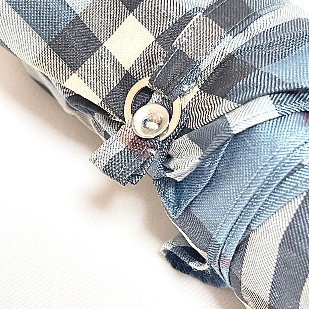 美品　Burberry バーバーリー ノバチェック 折り畳み傘 ブルー 青
