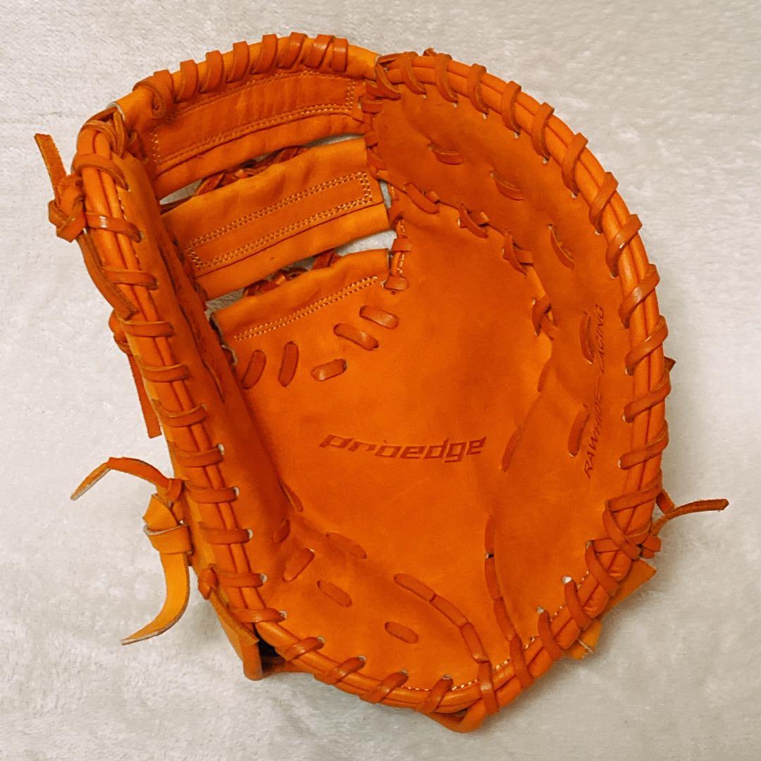 美品　SSK　軟式用ファーストミット　オレンジ　プロエッジ　一塁手用　右利き用