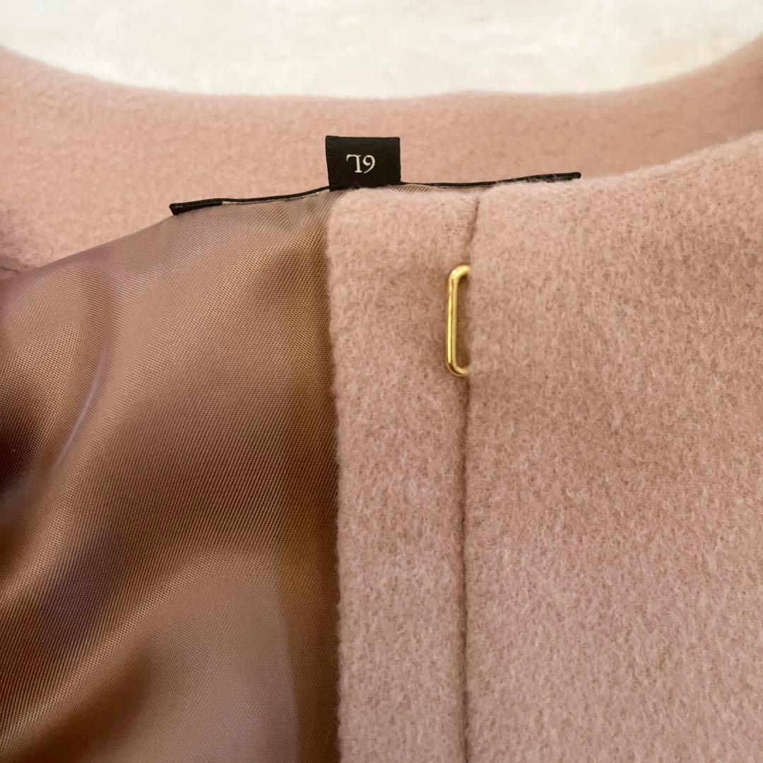 美品✨アンタイトル ミドル丈 ノーカラー コクーンコート 大きいサイズ カシミヤ