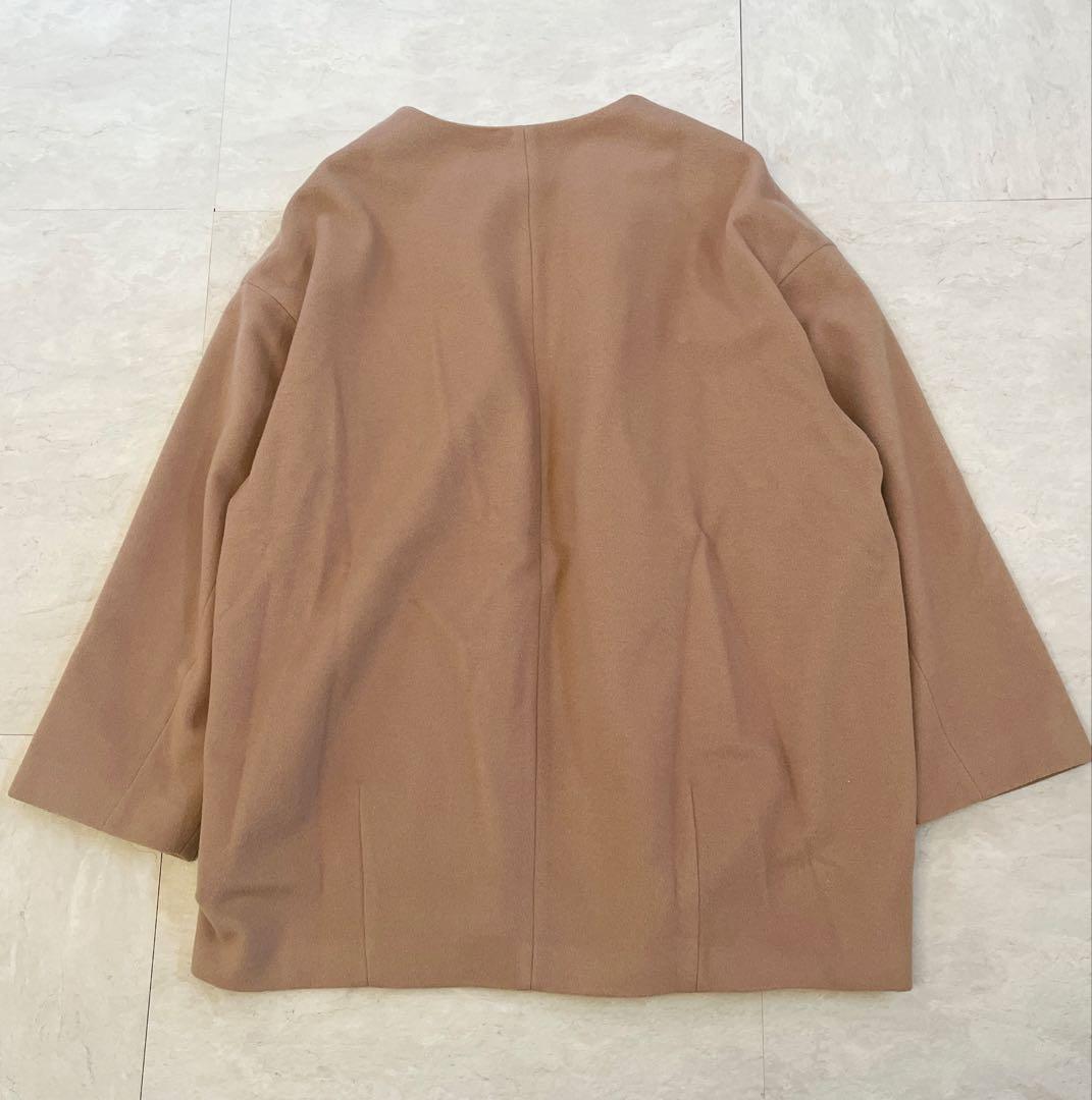美品✨アンタイトル ミドル丈 ノーカラー コクーンコート 大きいサイズ カシミヤ