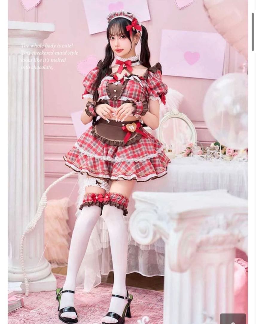 Malymoon完売品中村里砂着用チョコラブチェックメイド　バレンタインコスプレ