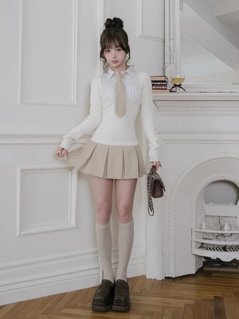 新品 Darich ダーリッチ　ネクタイシャツドッキングニットミニワンピース