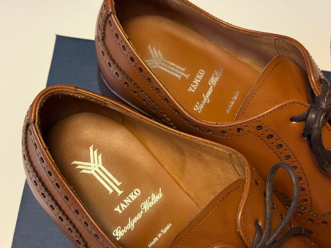 【新品未使用】YANKO ブラウン ウィングチップ シューズ