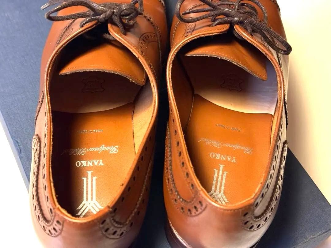 【新品未使用】YANKO ブラウン ウィングチップ シューズ