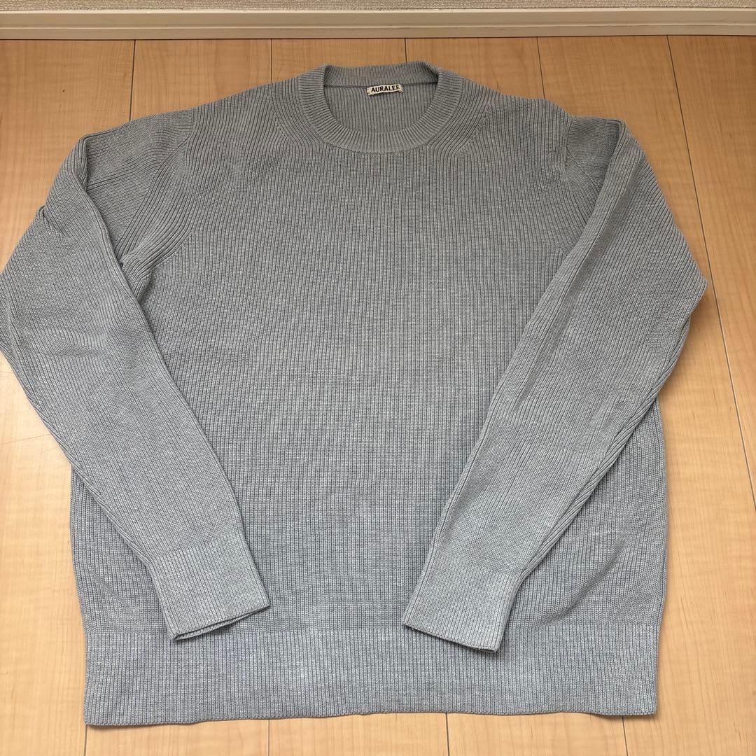 AURALEE グレー リブ編み ニットセーター