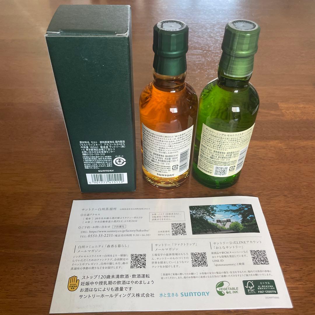 白州蒸溜所限定 180ml12年ピーテッドモルト 白州NV 180ml セット