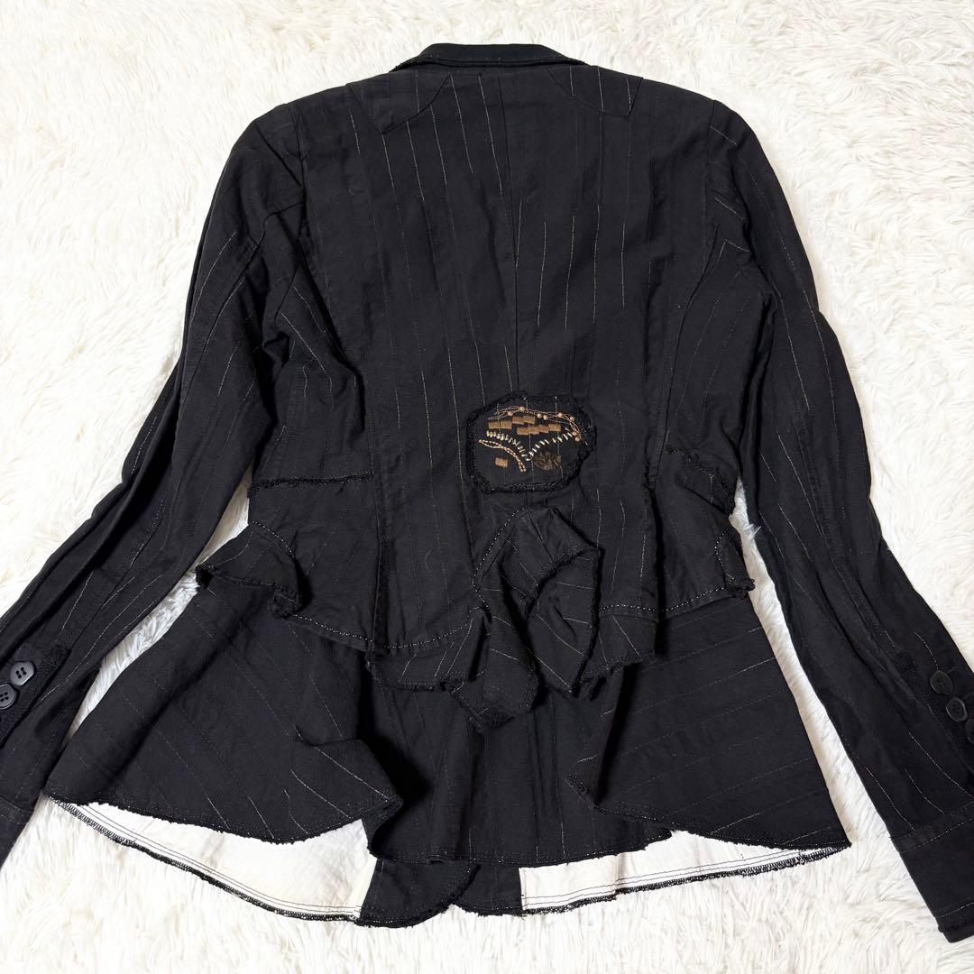 希少美品✨ジルボー デザイン テーラードジャケット 刺繍　フリル ブラック