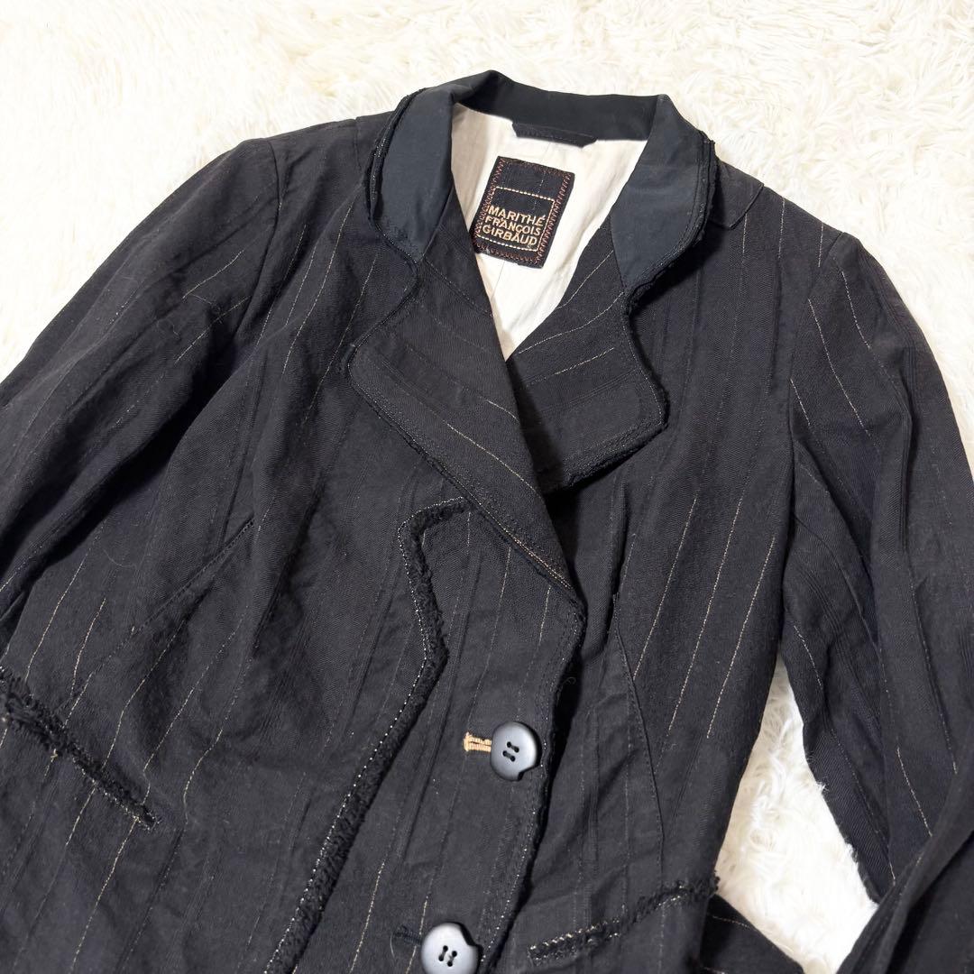 希少美品✨ジルボー デザイン テーラードジャケット 刺繍　フリル ブラック