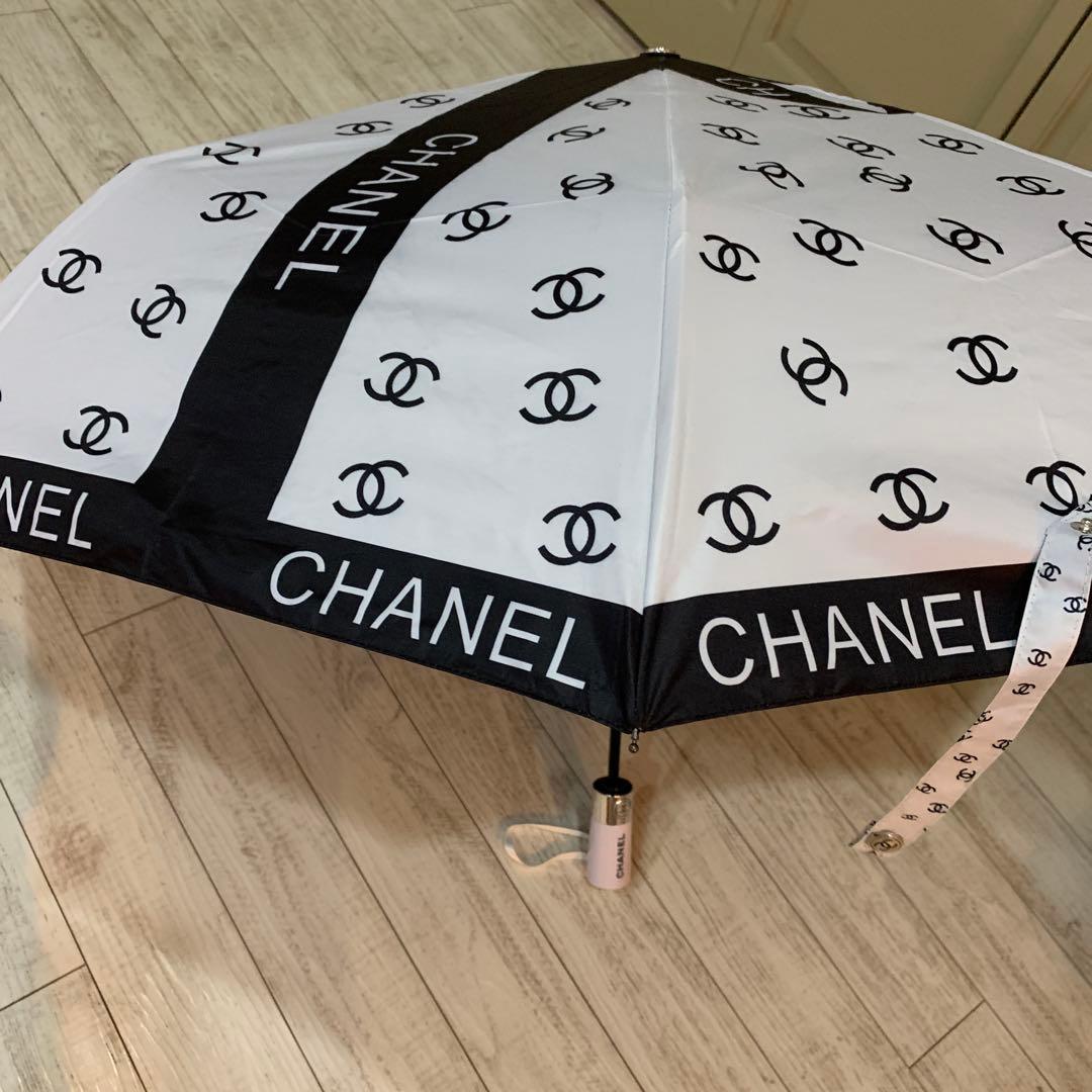 CHANEL 折りたたみ傘 晴雨兼用リボンロゴ