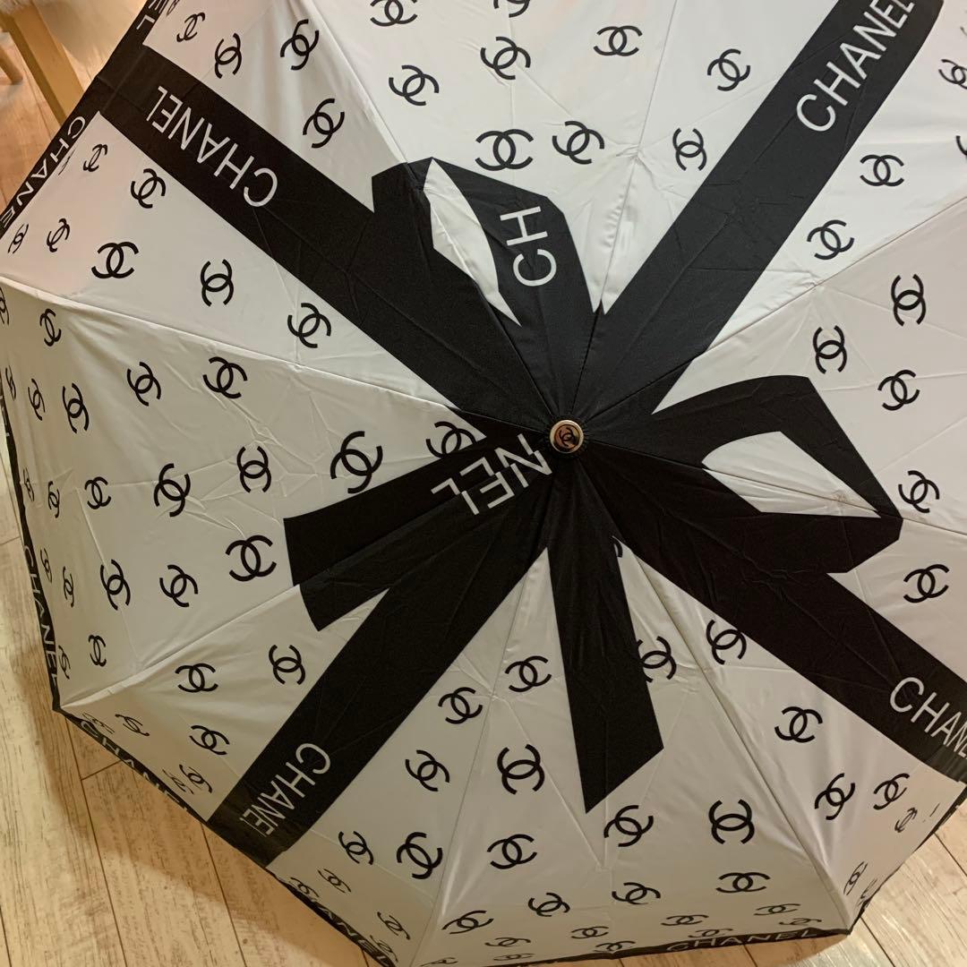 CHANEL 折りたたみ傘 晴雨兼用リボンロゴ