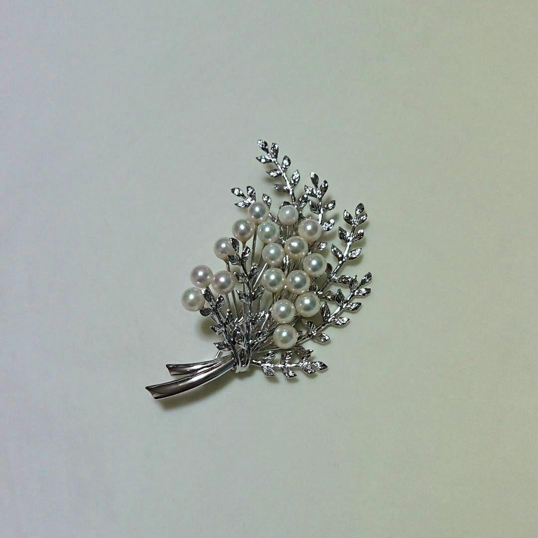 未使用 あこや真珠 シルバー パール ブローチ ペンダント
