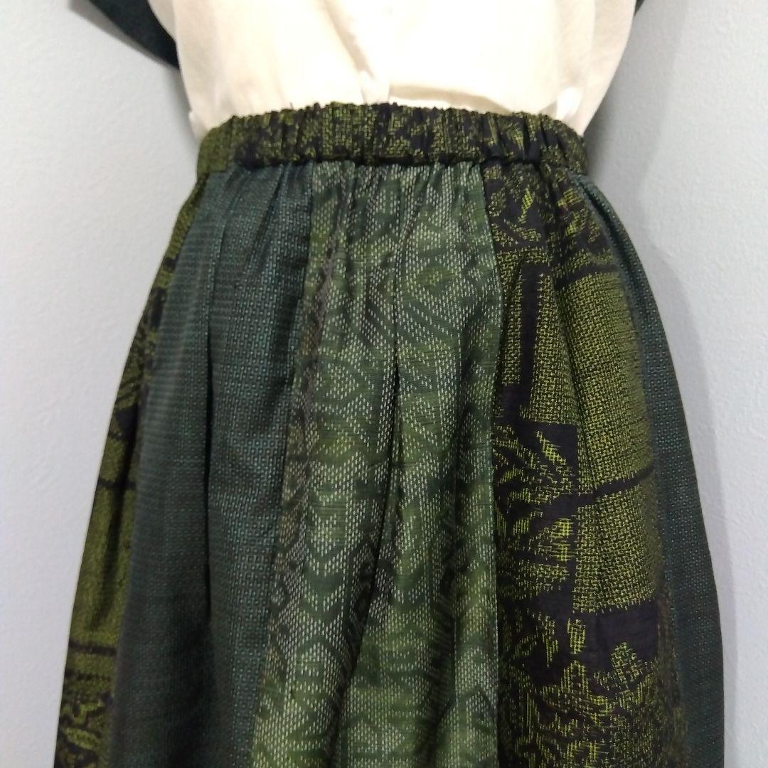 楊貴妃　2026J013 着物リメイク　大島紬　パッチワークのセットアップ