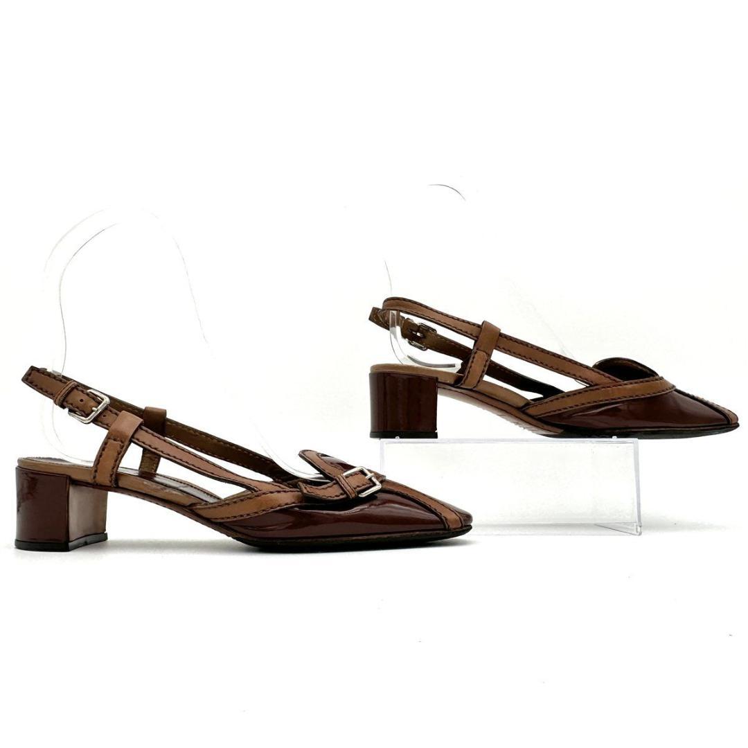 PRADA ミュール 本革 エナメル スクエアトゥ バックストラップ 2202T