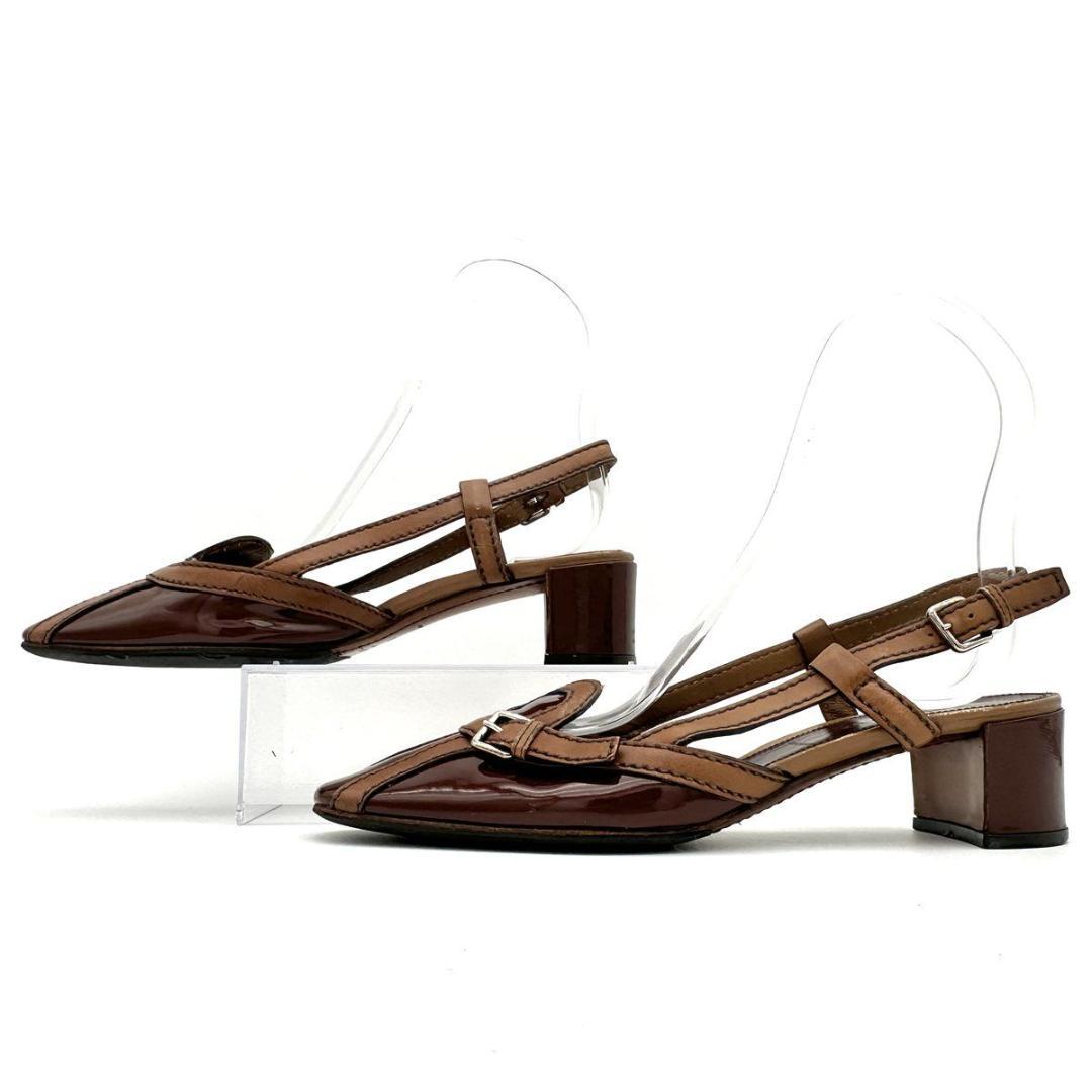 PRADA ミュール 本革 エナメル スクエアトゥ バックストラップ 2202T