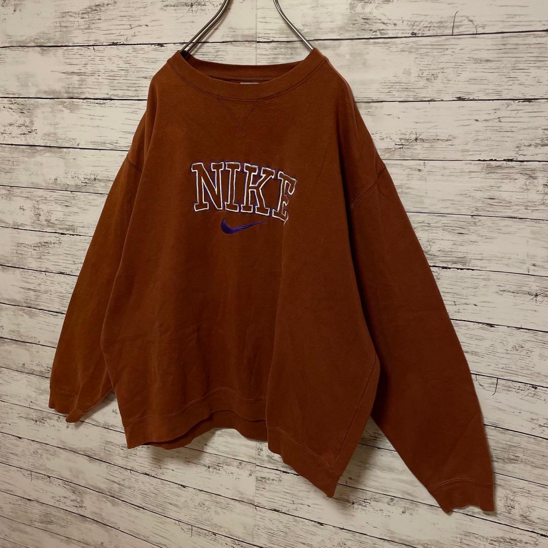 938【人気XLサイズ】ナイキ♤刺繍ビッグロゴ　90s銀タグ　スウェット入手困難