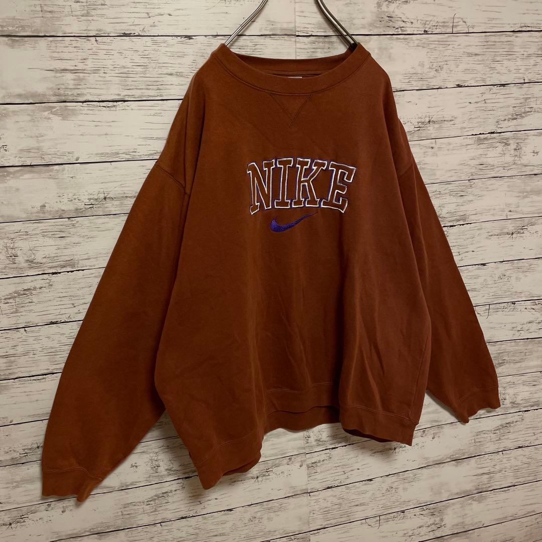 938【人気XLサイズ】ナイキ♤刺繍ビッグロゴ　90s銀タグ　スウェット入手困難