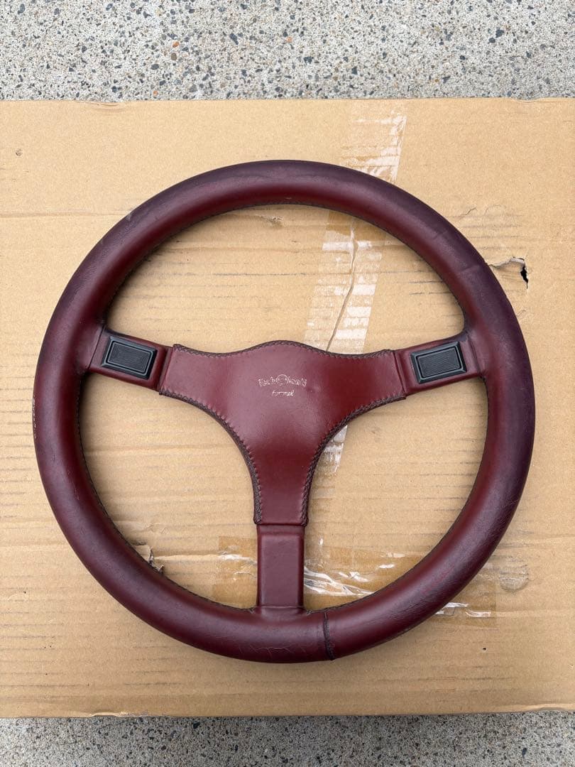 ワインレッド レザー ステアリング 3スポーク イタルボランテ 360mm
