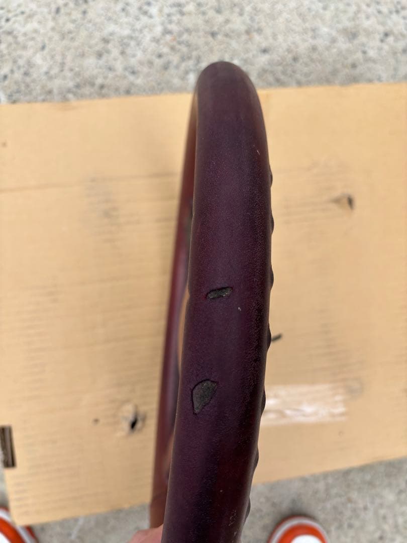 ワインレッド レザー ステアリング 3スポーク イタルボランテ 360mm