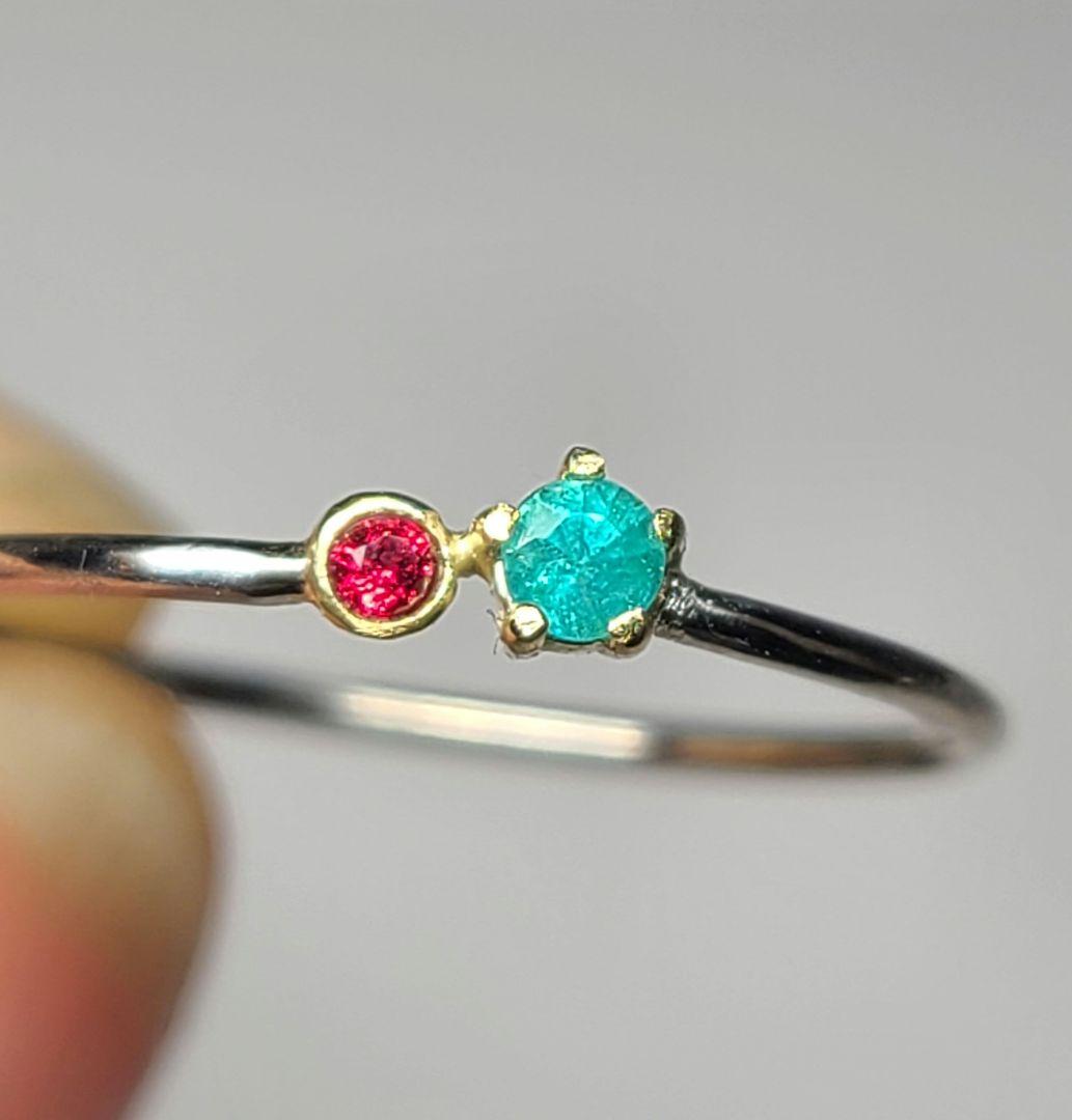 ★バターリャパライバトルマリン&アヤナスピネル18金&Ptリング★