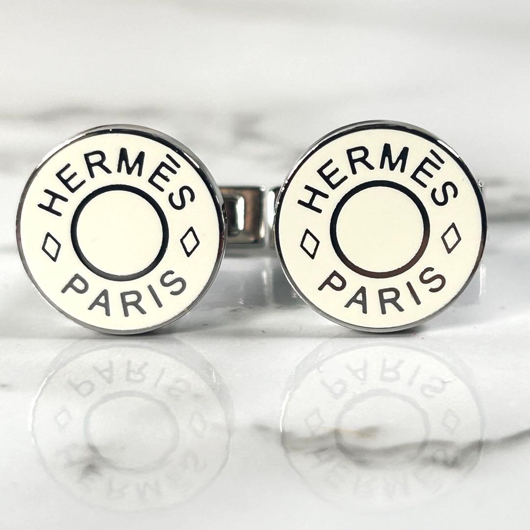 メ*7様 美品✨エルメス セリエ リコル2 カフス カフリンクス ホワイト×シル
