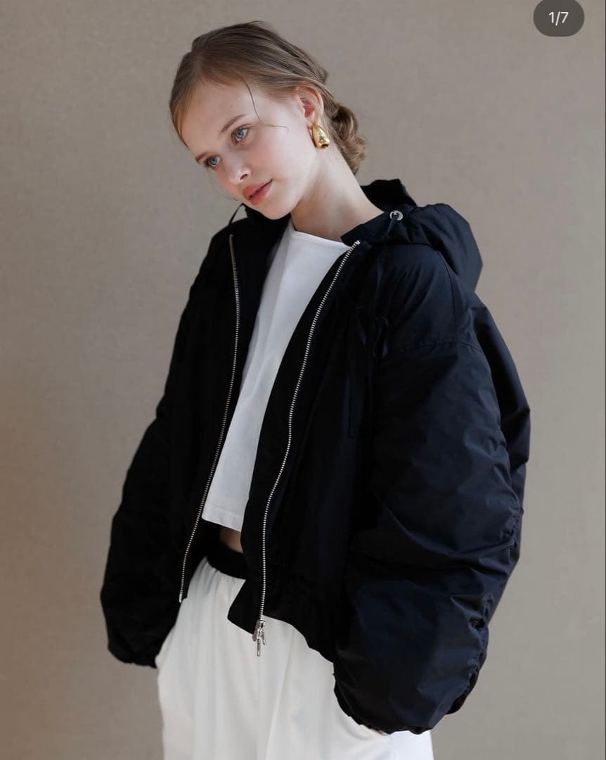 pois ポワ ribbon blouson リボンブルゾン　ブラック