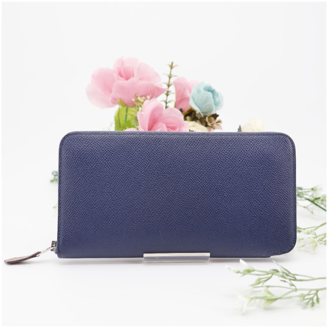 エルメス アザップ シルクイン ロング ブルーネイビー エプソン D刻印 箱付